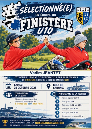 VADIM JEANTET SÉLECTIONNÉ DANS L’ÉQUIPE DU FINISTÈRE U10